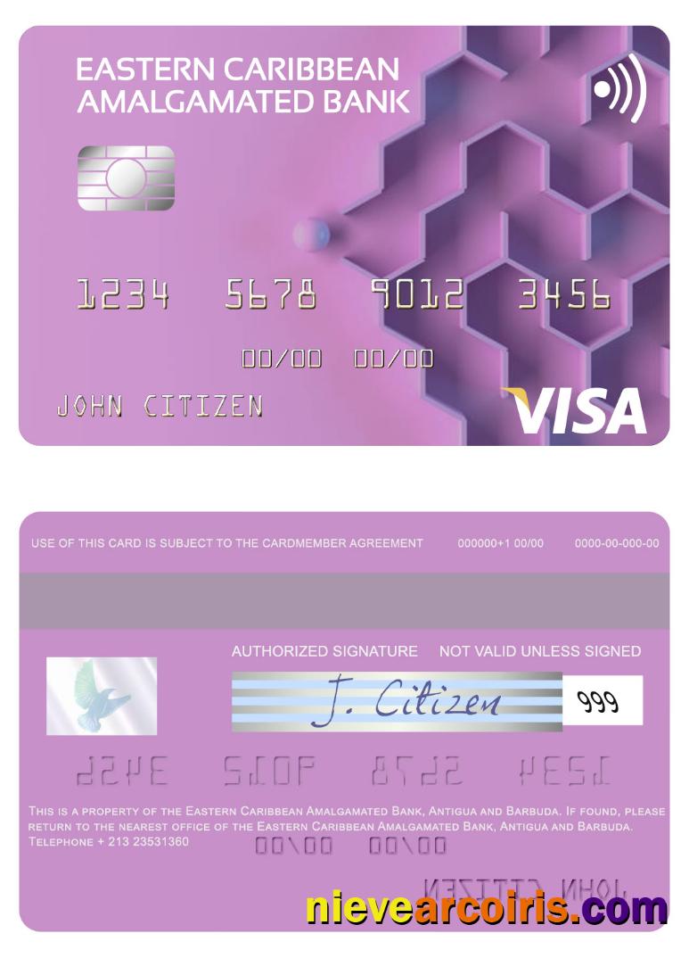 Antigua and Barbuda Eastern Caribbean Amalgamated Bank visa card 